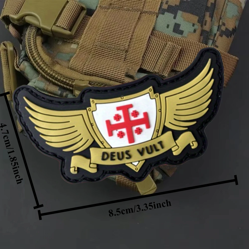 Parche táctico DEUS LULT, alas de piloto, parches de gancho y bucle de PVC, brazalete, insignia de moral militar, mochila, pegatinas para ropa - imagen 3