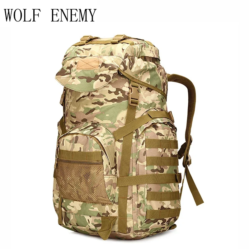 Mochila Molle de 60L para acampar, bolsa táctica para caza, mochilas grandes impermeables, bolsas de camuflaje para senderismo al aire libre - imagen 5