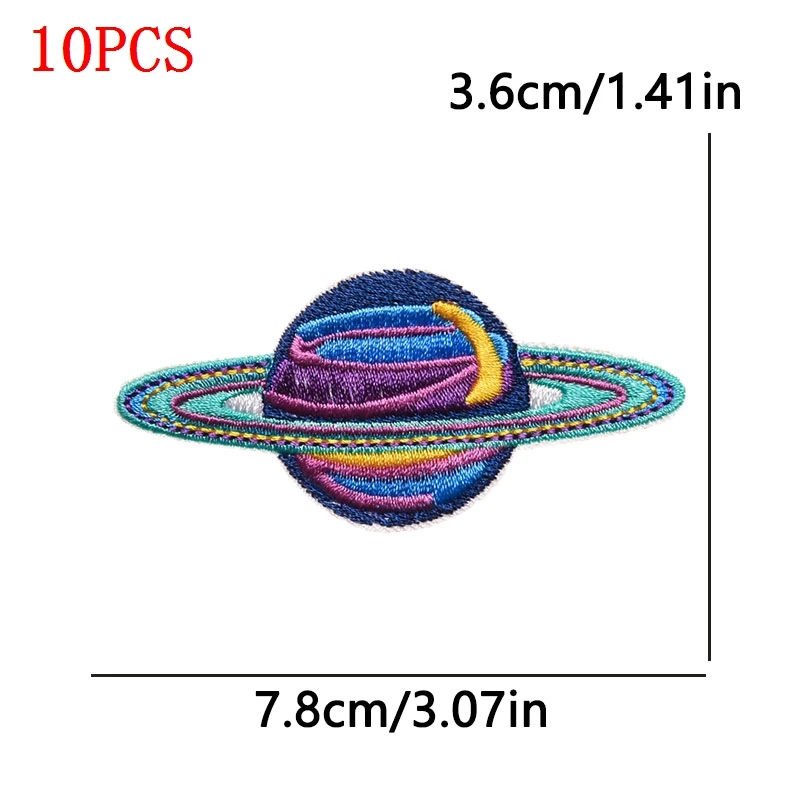 10 unids/set fantásticos parches de hierro para ropa parche termoadhesivo para ropa parches bordados de planeta de la paz en sombrero Jeans - imagen 5