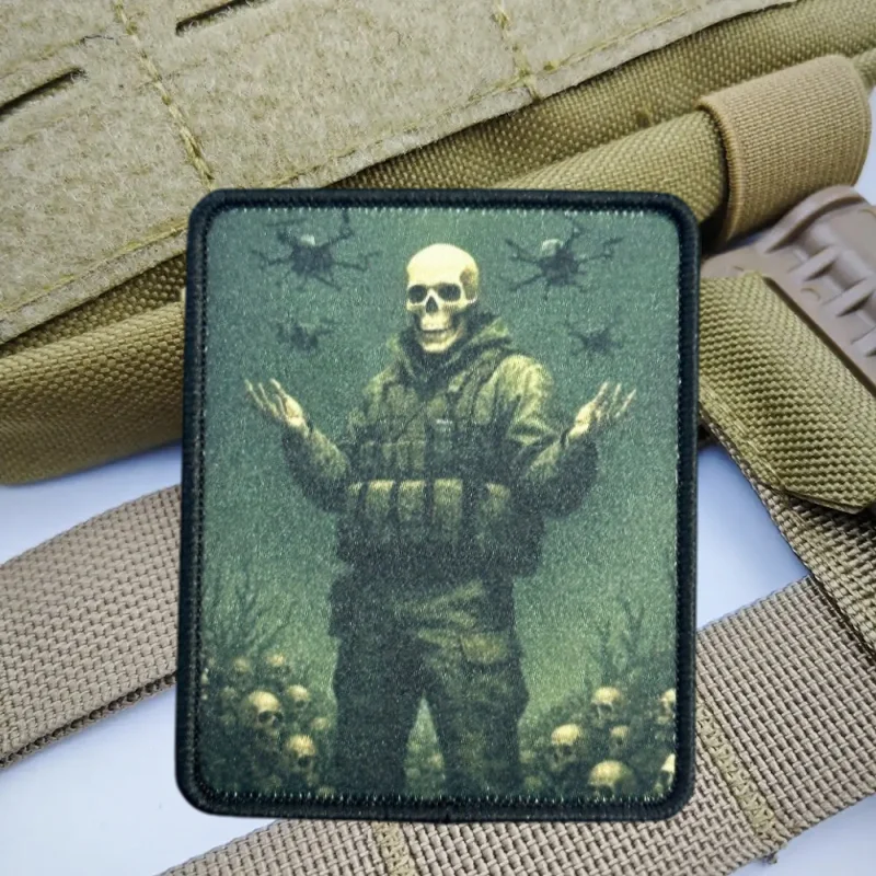 Parche con estampado de "UAV y calavera", chaleco táctico, insignia de moral con gancho y bucle, pegatina decorativa para mochila, parches para brazalete para ropa - imagen 4