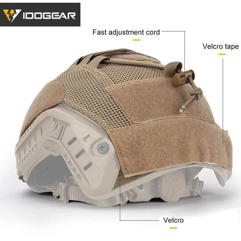 IDOGEAR-cubierta de casco táctico de malla Molle para caza, protector de tela para casco rápido de camuflaje Militar, accesorios para casco táctico Airsoft - imagen 4