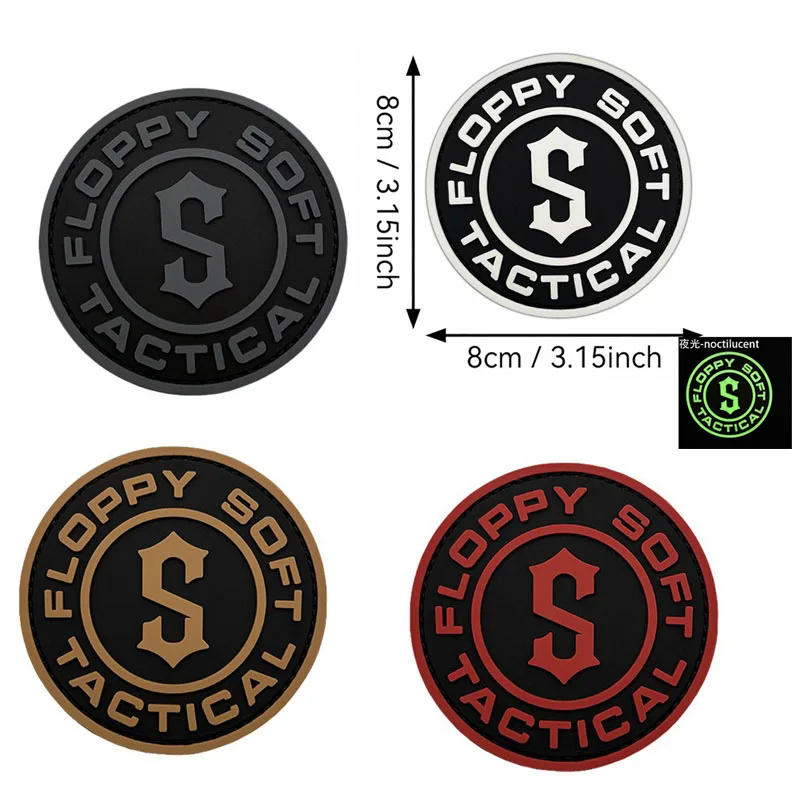 Parche de gancho y bucle de piraña, accesorios de PVC, parches brillantes, insignia moral al aire libre, insignias tácticas de ropa