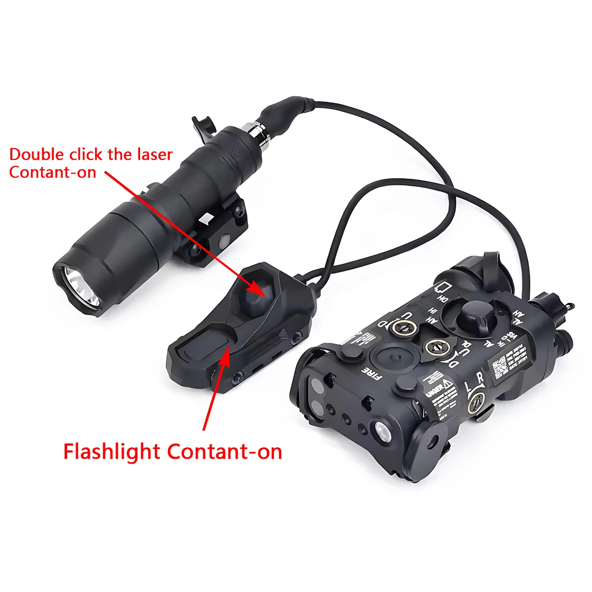 Interruptor remoto de presión de doble función, enchufe trasero SF/2, 5/3,5/CRANE para riel Picatinny de 20mm Surefire M300 M600 PEQ-15 DBAL-A2 - imagen 4