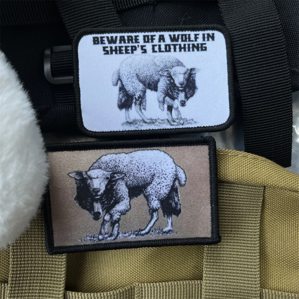 Parches tácticos de lobo en la ropa de oveja, insignia militar, bandera de Estados Unidos, brazalete de combate, mochila DIY, pegatinas de gancho y bucle