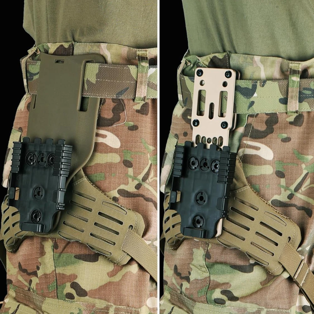 Plataforma de pierna caída para caza, funda de pistola, adaptador de pierna Molle para muslo, plataforma de bucle de cinturón Universal de giro bajo con kit QLS para G - imagen 5