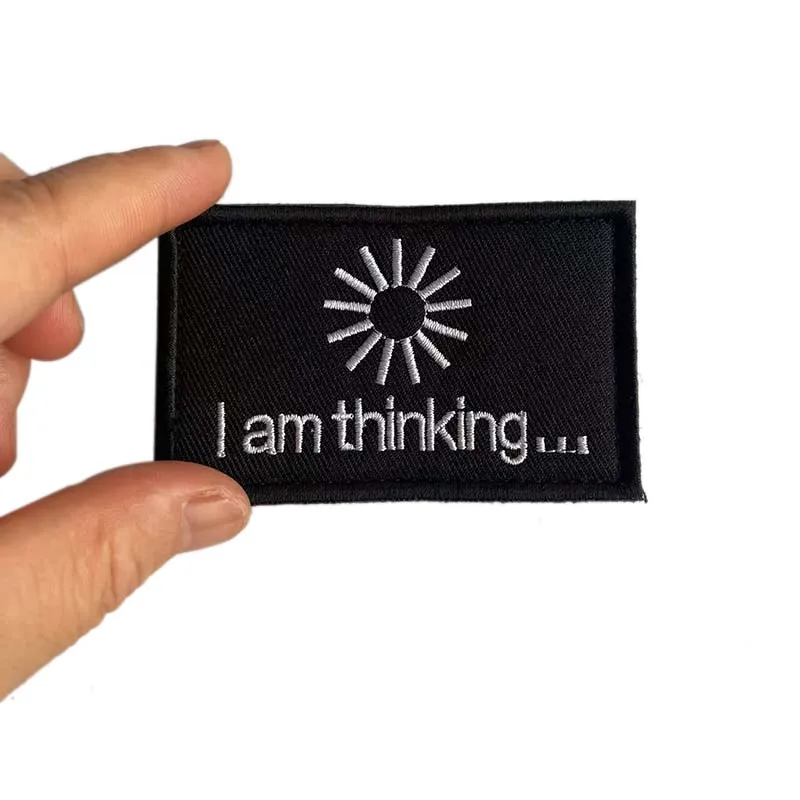 Estoy pensando... Parches bordados con apliques de ropa con emblema de moral táctica con gancho y bucle, insignia inspiradora, pegatinas para mochila - imagen 3