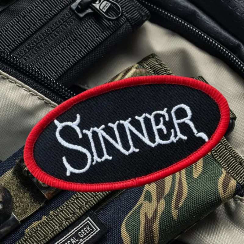 SINNER-Parche bordado de Jesucristo, insignia de moral con gancho y bucle táctico, pegatinas decorativas para mochila, parches para brazalete para ropa - imagen 5