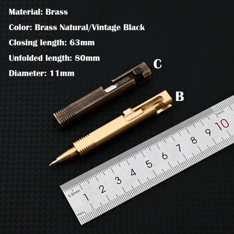 Bolígrafo táctico EDC de latón – Llavero bolt action para exteriores - imagen 5