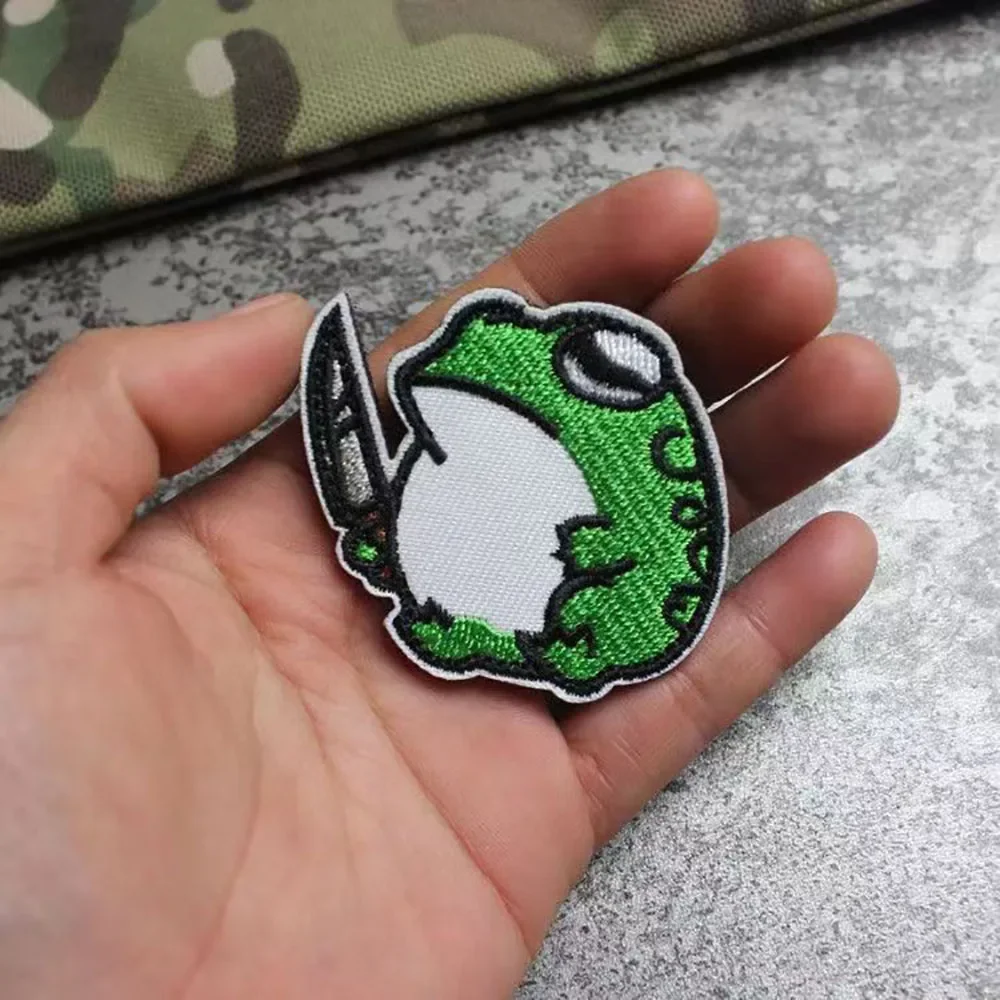 Cuchillo pato paz ganso enojado parche ganso grande cuchillo pequeño rana insignia táctica parches bordados en ropa mochila apliques - imagen 2