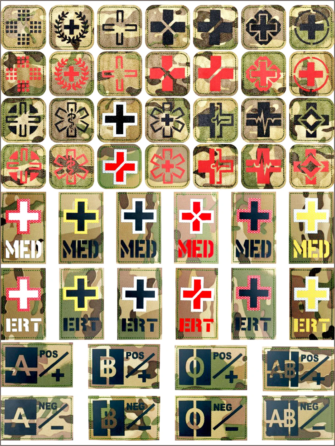 Parche de rescate al aire libre, insignia táctica cruzada, chaleco, mochila de soldado, con logotipo médico, A + A-O + O - imagen 3