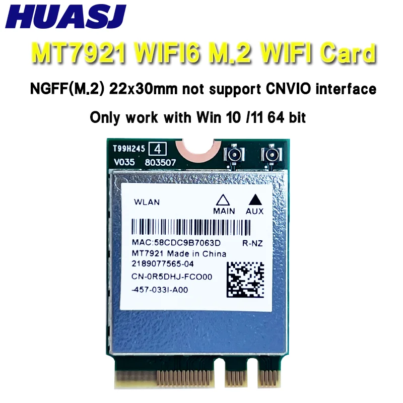 WIFI 6 MT7921 1800Mbps M.2 NGFF para Bluetooth 5,2 tarjeta WiFi inalámbrica de doble banda 2,4G/5GHz MU-MIMO 802.11ax adaptador Windows 10 11 - imagen 2