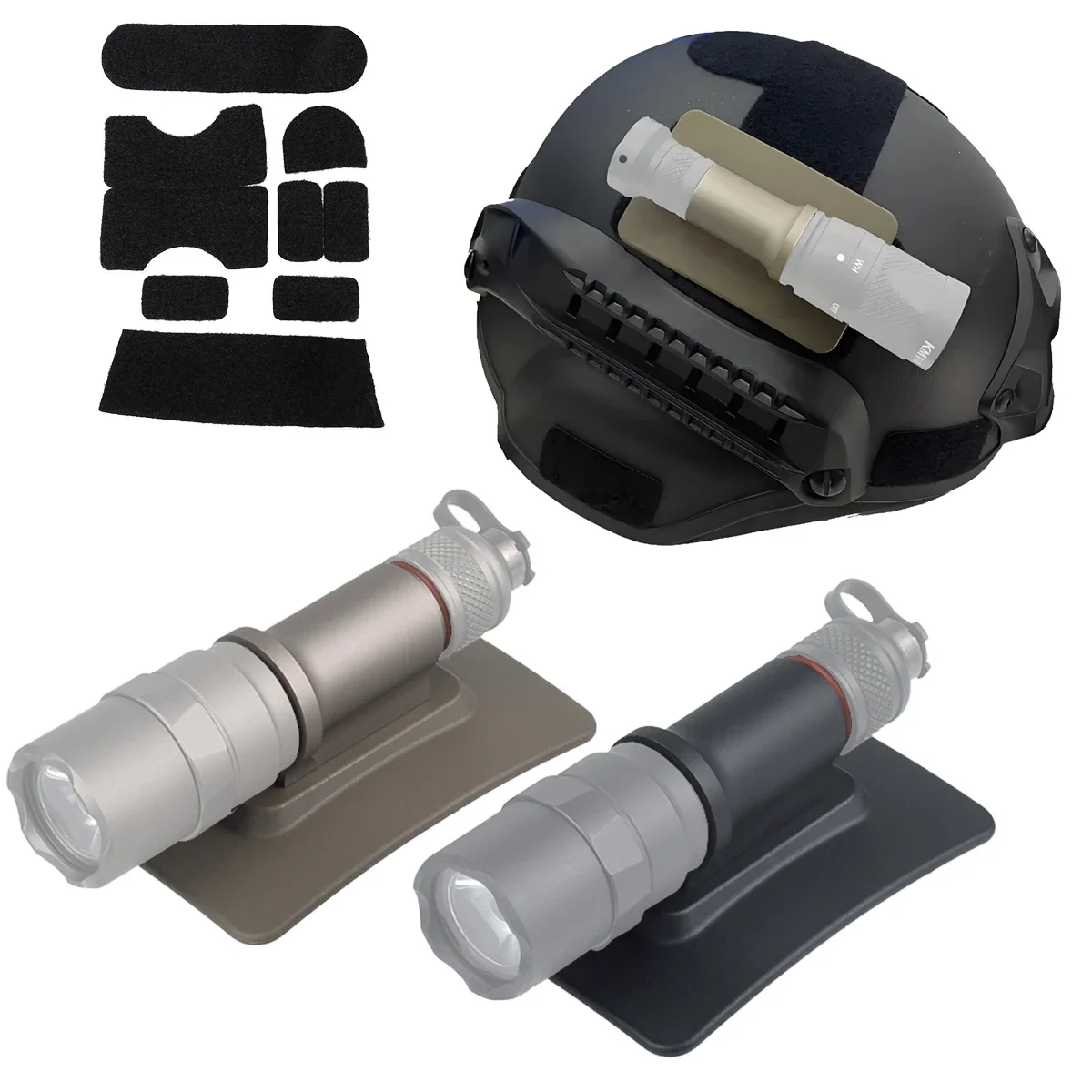 Lámpara para casco M300, Base de Velcro SS MAX, aluminio, serie SF M600, cuerpo de montaje de luz de explorador para linterna IR M300V M323V M600V M622V - imagen 2