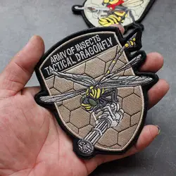 Accesorio de bolsa personalizado para exteriores, serie de insectos tácticos, abeja, Mantis, libélula, brazalete bordado, mochila DIY, parche de gancho