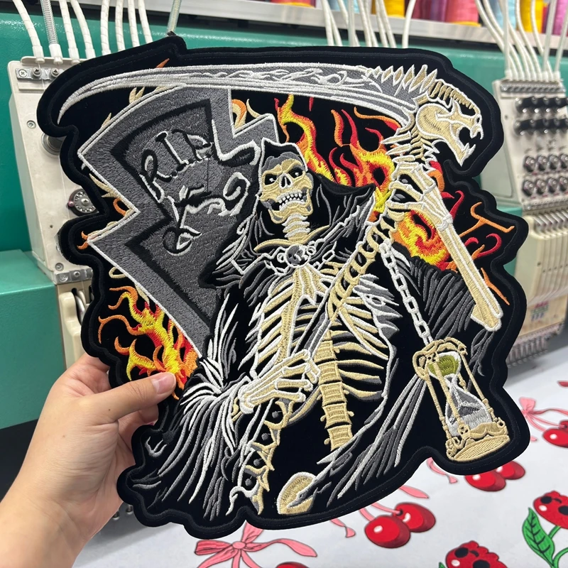 Parches grandes para Club de motocicletas, parches bordados de Punk Rock, parches para planchar LIVETORIDE para decoraciones de ropa, parche de costura DIY - imagen 3