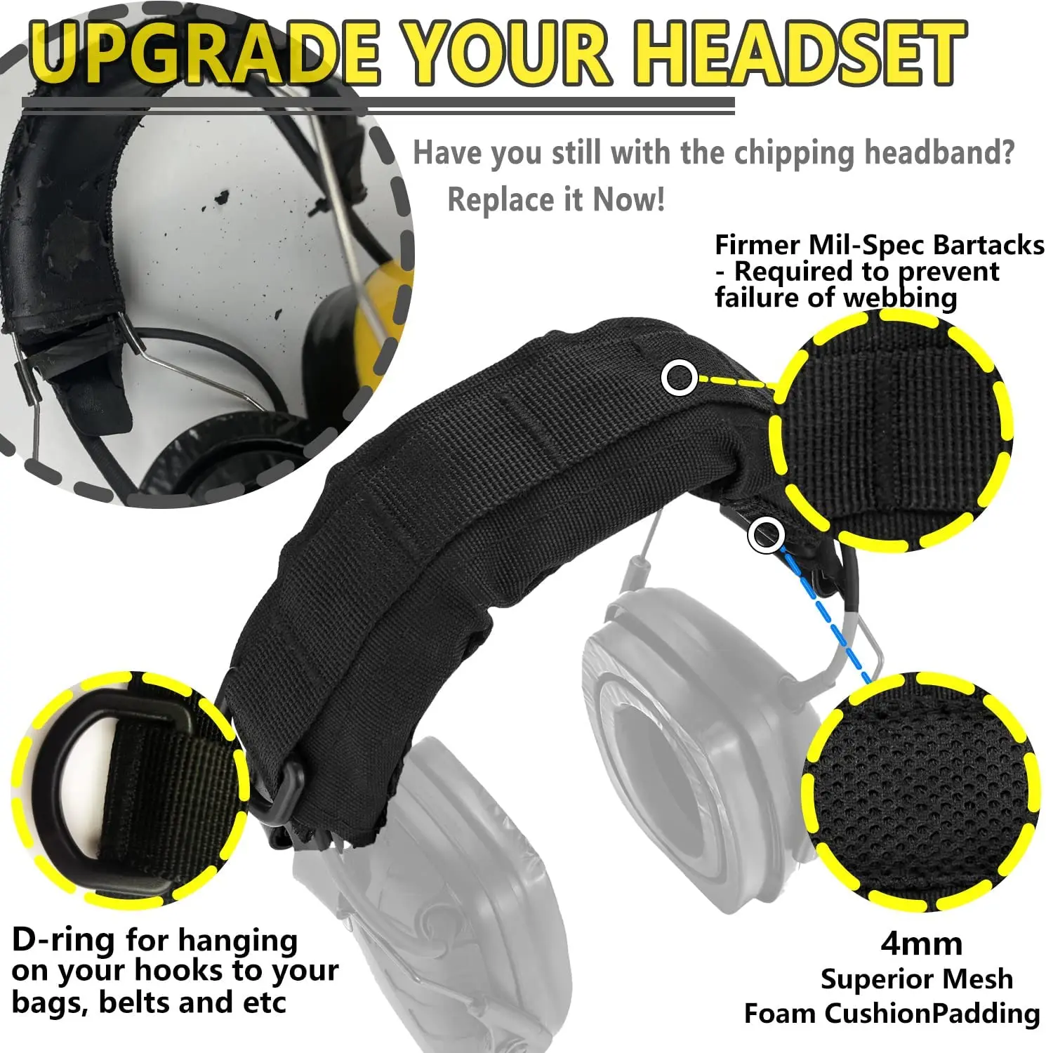 Diadema táctica ZOHAN, cubierta Modular avanzada para auriculares, orejeras de protección para auriculares militares para exteriores - imagen 4