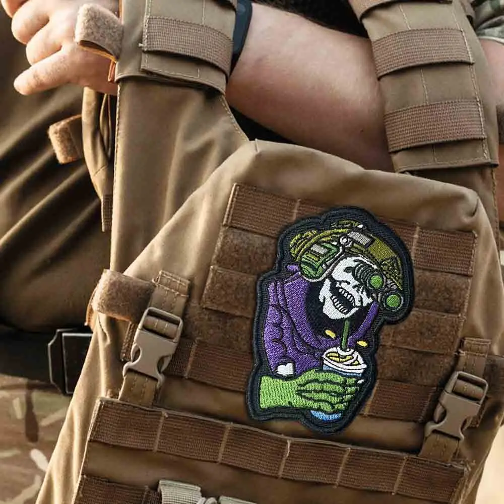 Parche táctico del grupo de observaciones hacia adelante, parches bordados con gancho y bucle de calavera, insignia de moral del ejército militar, pegatinas para mochila - imagen 4