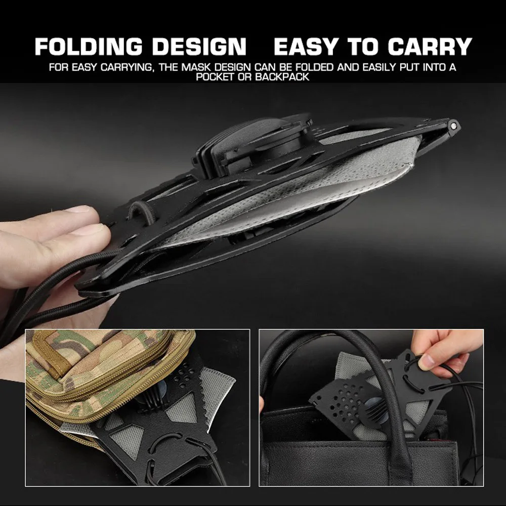 Máscara táctica de media cara, máscara plegable con forma de mariposa, a prueba de polvo y viento para caza al aire libre, equipo de Cosplay para montar en Airsoft - imagen 5