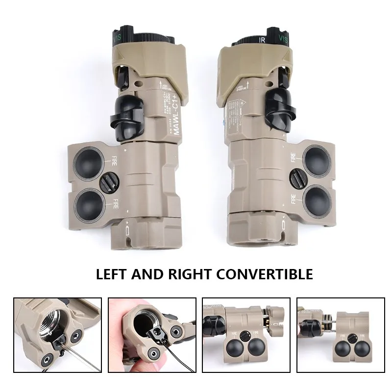 WADSN MAWL C1 Nylon función completa Airsoft MAWL-C1 AR15 actualización táctica rojo verde azul puntería láser IR luz LED DualSwitch Combo - imagen 5