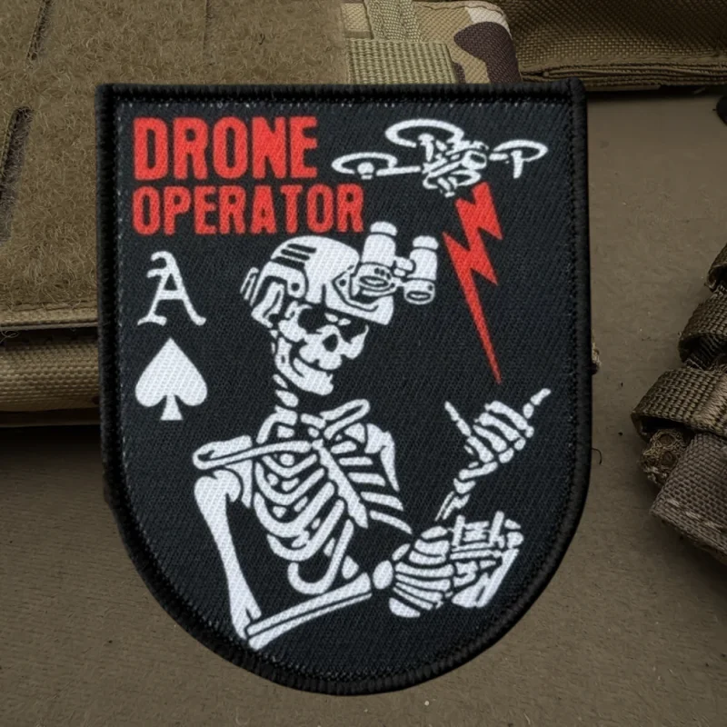 Parche con estampado de calavera para operador de Dron, chaleco táctico, sombreros con gancho y bucle, insignia de moral, pegatinas para mochila, parches para brazalete para ropa - imagen 2