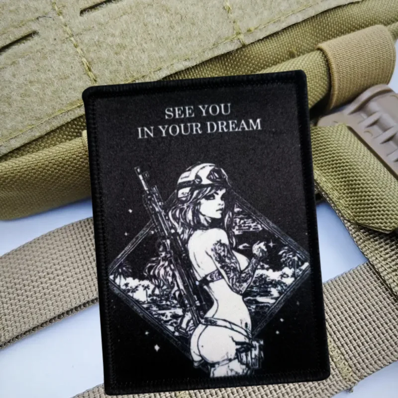Parche con estampado See You in Your Dream, chaleco táctico, insignia de moral con gancho y bucle, pegatinas decorativas para mochila, parches para brazalete para ropa - imagen 4