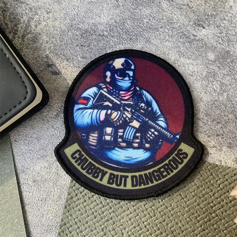 Parche estampado táctico de soldados enmascarados regordetes, insignia de moral, brazalete militar, gancho y bucle, accesorios para mochila al aire libre, pegatinas - imagen 5
