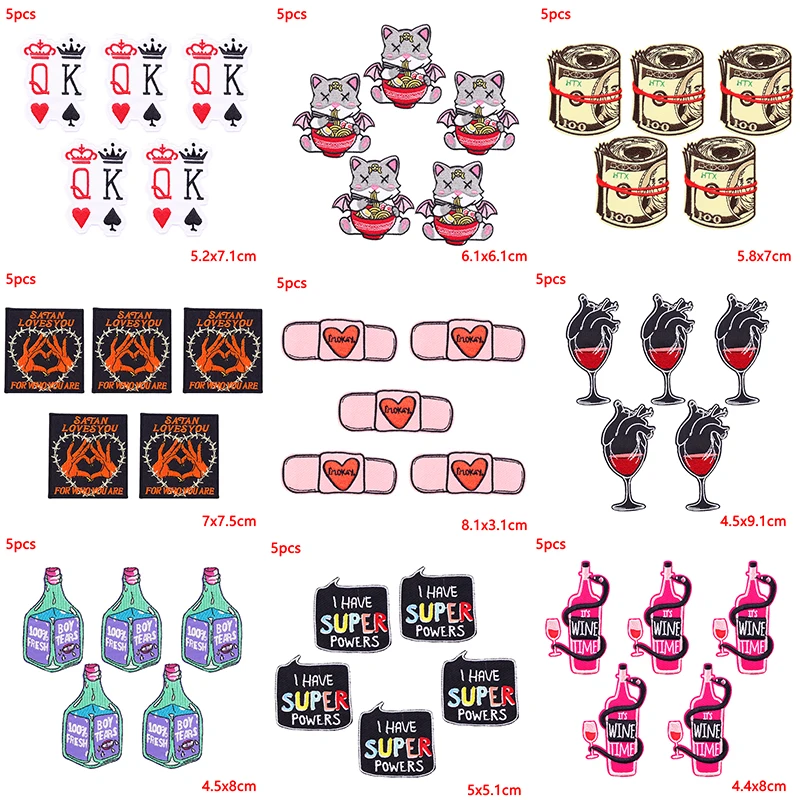 5 unids/lote parche bordado Punk Hip Hop parches para planchar para ropa parches termoadhesivos en ropa parche Animal para ropa