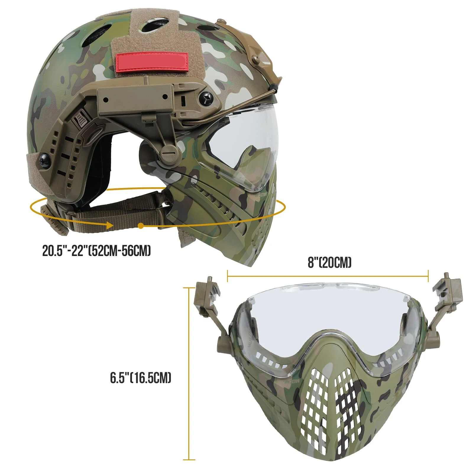 Casco táctico PJ, casco de Paintball Airsoft, casco protector integrado con máscara facial completa extraíble y gafas para juego CS - imagen 5