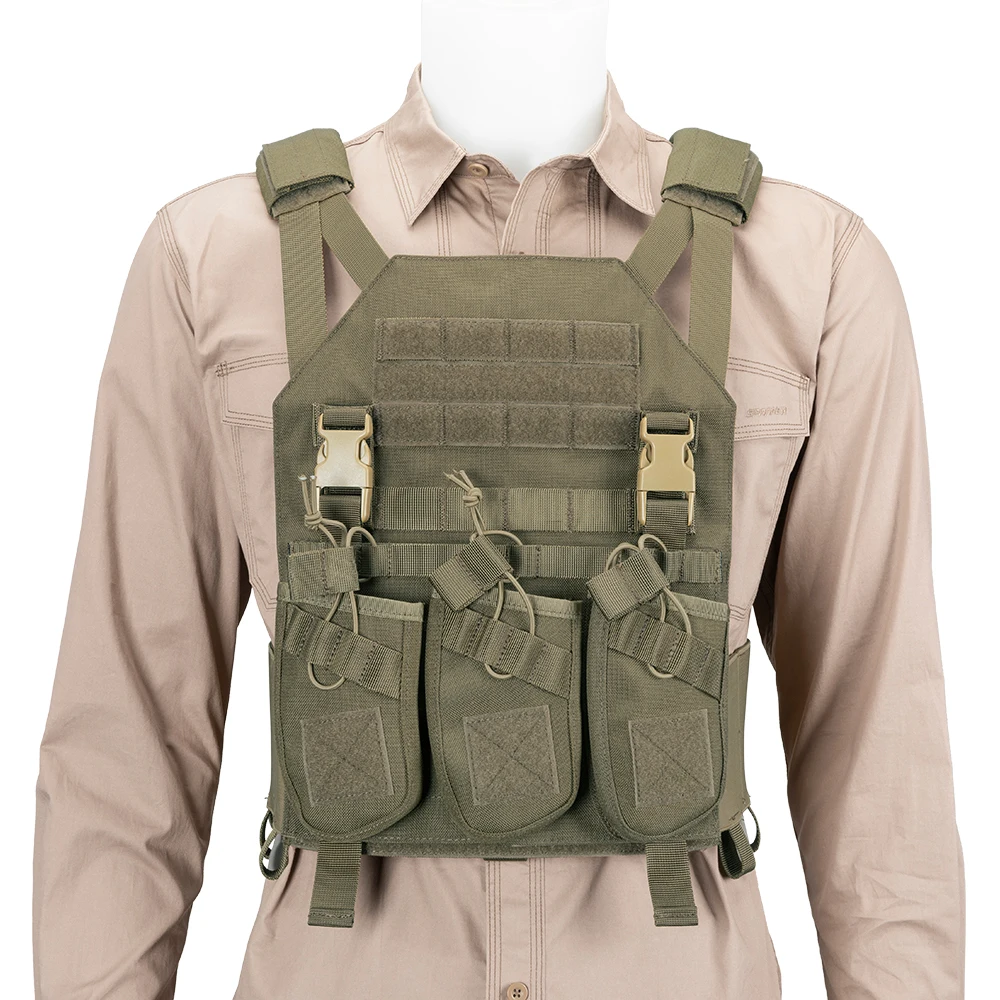 Chaleco portador de placa táctico con bolsa de revista AKTriple, chaleco MODULAR ajustable protector de caza para accesorios de combate Airsoft - imagen 4