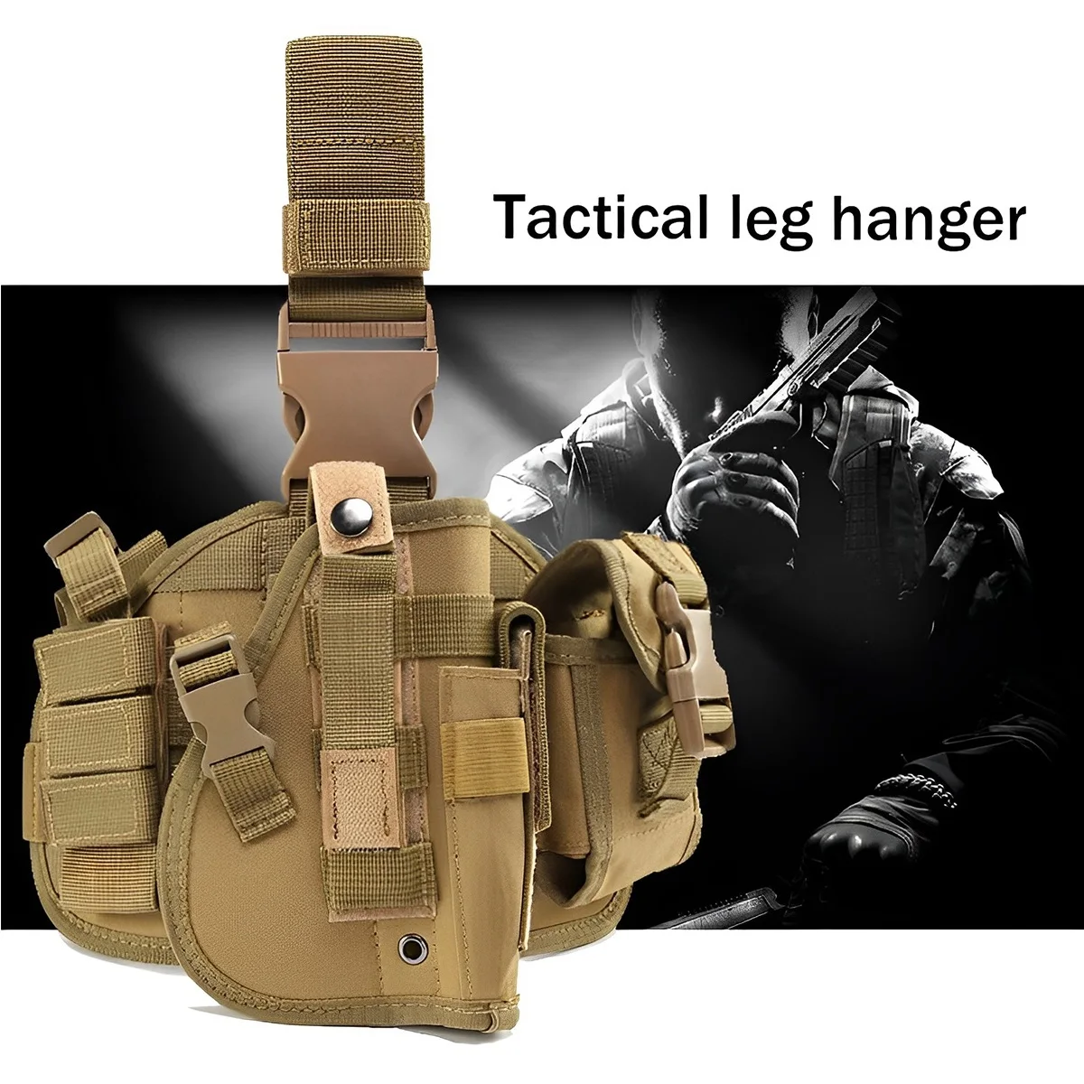 Funda táctica ajustable, funda para muslo con pierna caída y bolsa para revistas mano derecha, accesorios de caza - imagen 3