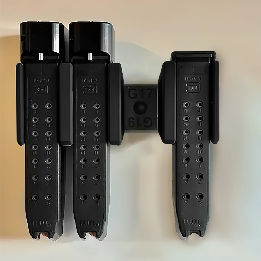 Soporte para revistas Glok con 3/4/5 ranuras, soporte de pared para pistola Mag Hoder para Glok 17 19, colgador de cargadores, almacenamiento de exhibición, organizador seguro para pistola - imagen 5