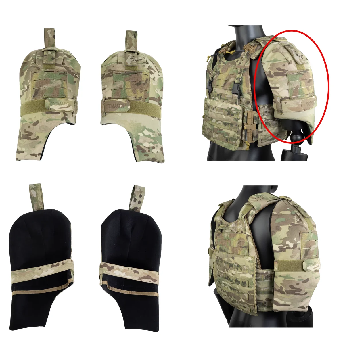 Chaleco táctico de caza, protector de hombro, funda de expansión, Kit de extensión de protector de brazo multifuncional extraíble Universal