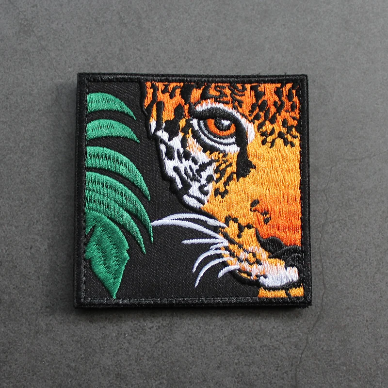 Accesorios para bolsa al aire libre, insignia de tigre de la selva, brazalete colorido completamente bordado, ropa de moral, parche para chaqueta de mochila con gancho y bucle - imagen 4