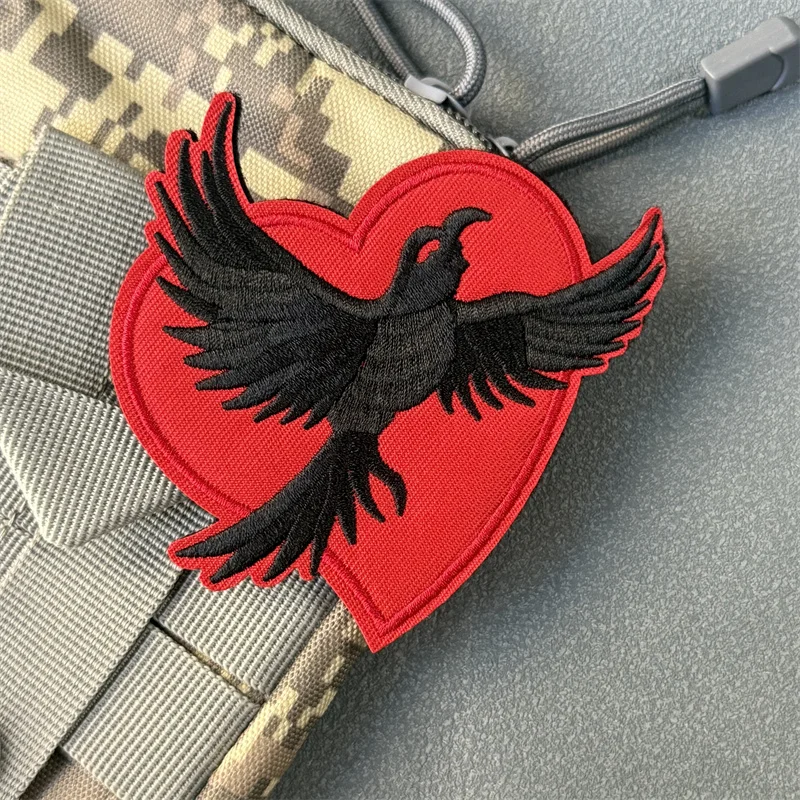 Parche "Crow", insignia de moral táctica, gancho bordado y bucle, mochila, accesorios de decoración de ropa, brazalete adhesivo - imagen 5