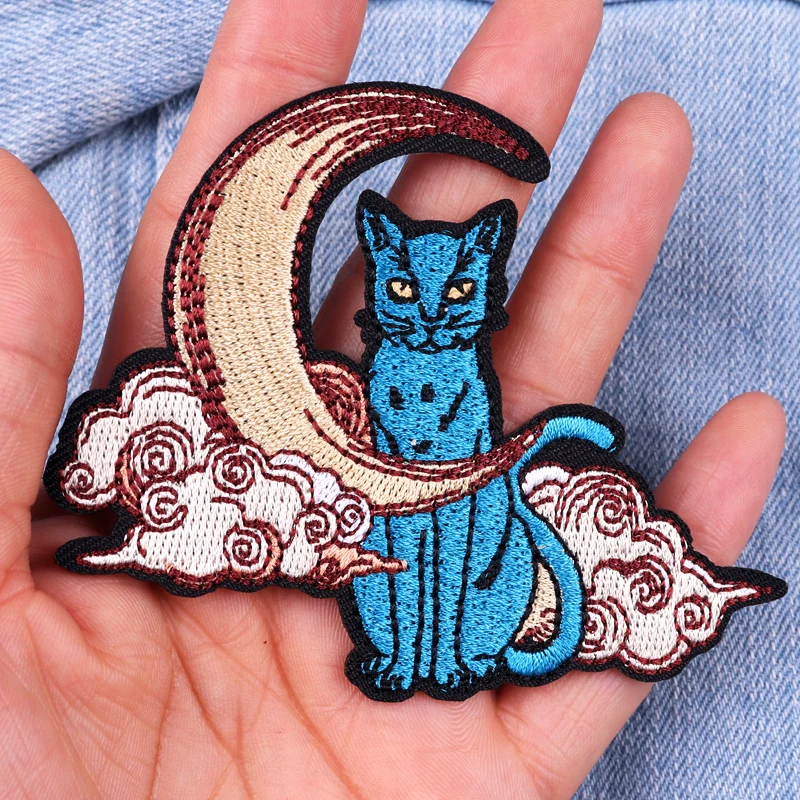 Parche bordado de animales de dibujos animados, Gato/Rana, chaquetas, costura DIY, parches termoadhesivos para ropa - imagen 3