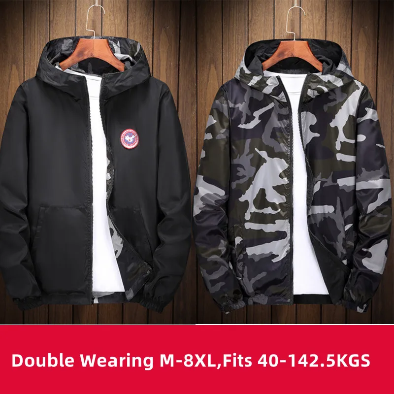 Chaqueta reversible con capucha de camuflaje para hombre, abrigo de piel de gran tamaño, cortavientos resistente al desgaste, para deportes al aire libre, ciclismo y senderismo - imagen 4