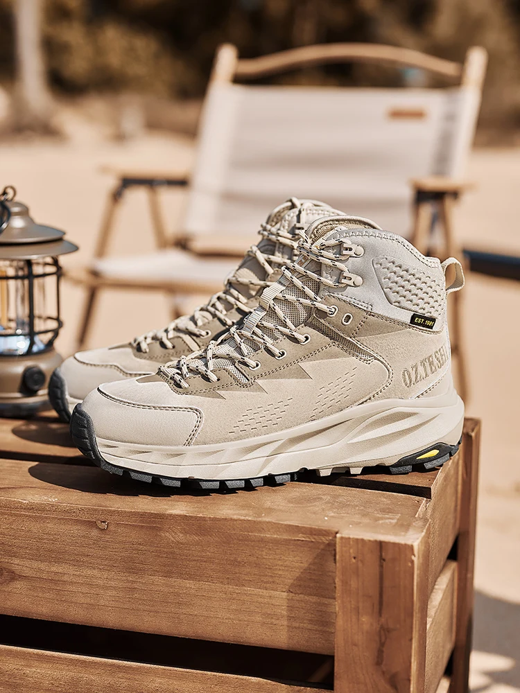 O.Z.TESHI Botas de senderismo de cuero de vaca, zapatos de caza impermeables para hombre, botines tácticos de combate en el desierto, zapatillas de deporte mountian informales para hombre - imagen 4