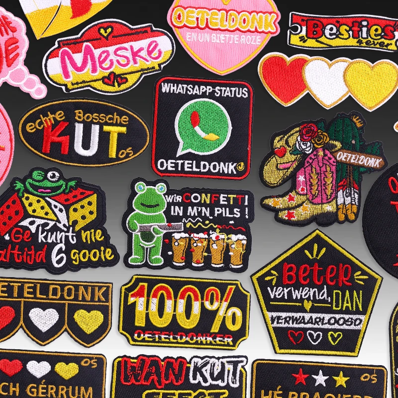 Parche bordado con emblema de Oeteldonk, parches de carnaval de Países Bajos, parches para planchar para ropa, insignias de decoración festiva de costura DIY - imagen 2