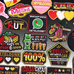 Parche bordado con emblema de Oeteldonk, parches de carnaval de Países Bajos, parches para planchar para ropa, insignias de decoración festiva de costura DIY