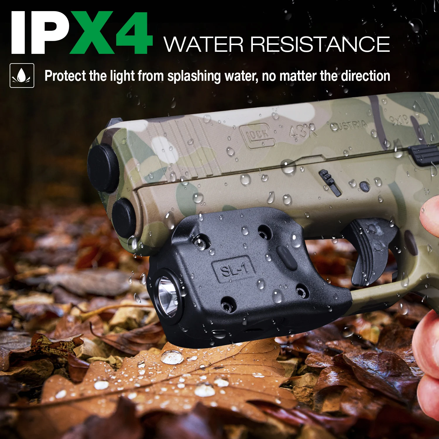 Solo para Glock G42 G43/G43X G48 (no apto para G43X con riel o MOS), Mini luz táctica para pistola de 150 lúmenes, pieza accesorio para pistola - imagen 5