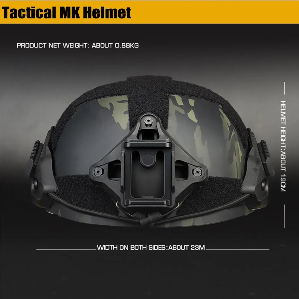 Casco táctico estilo MK, protector militar para senderismo, almohadillas de combate para Airsoft, equipo de protección CS, Universal, Unisex - imagen 3