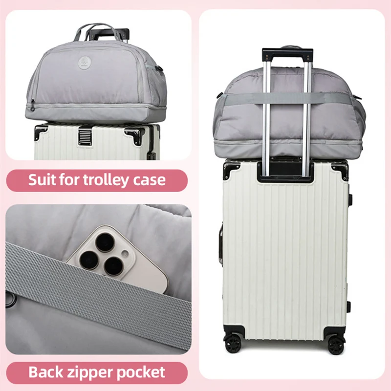 Bolsa de Yoga para Fitness para mujer, bolsos cruzados de gran capacidad, compartimento para zapatos con separación en seco y húmedo, paquete para senderismo al aire libre, viaje y Camping - imagen 5