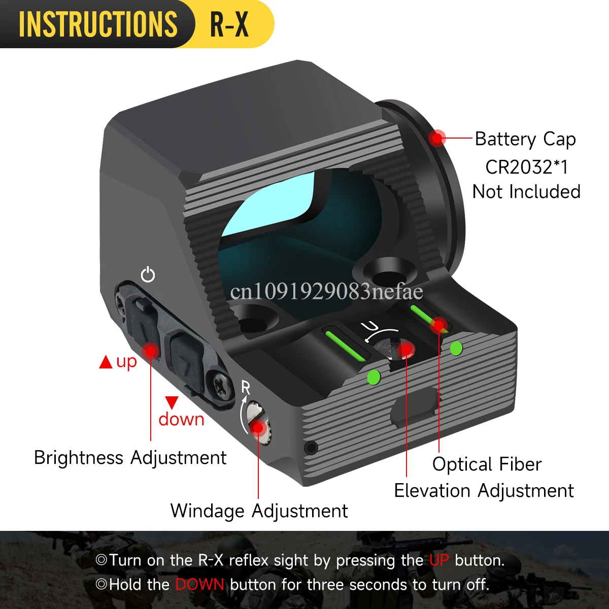 Mira de caza R-X Red Dot equipada con función de apagado automático, para mira telescópica táctica Glock - imagen 2
