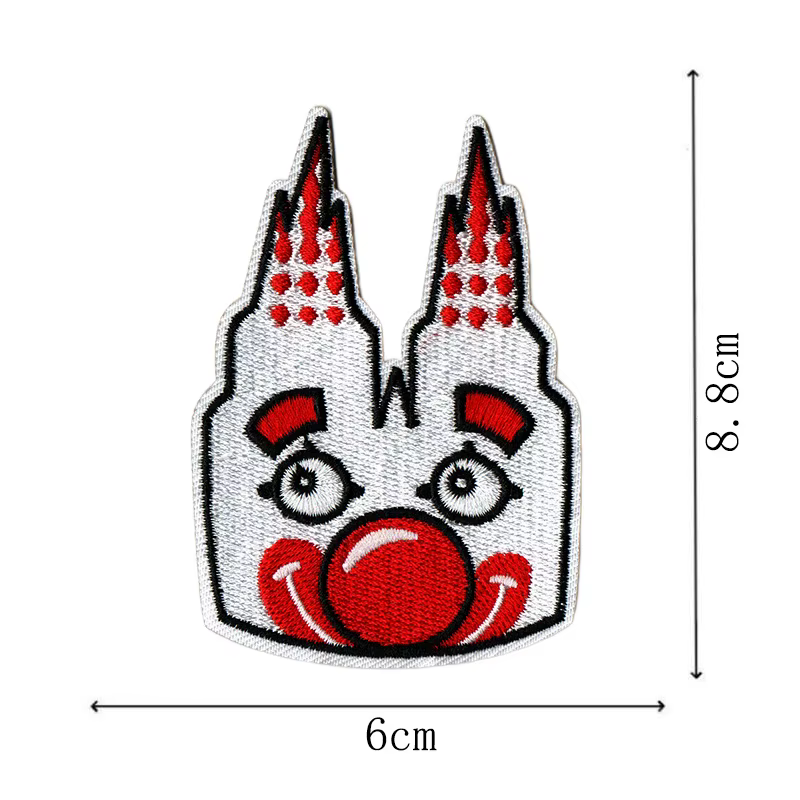 Parche bordado carnaval rojo – Corona inglesa y payaso para coser - imagen 3