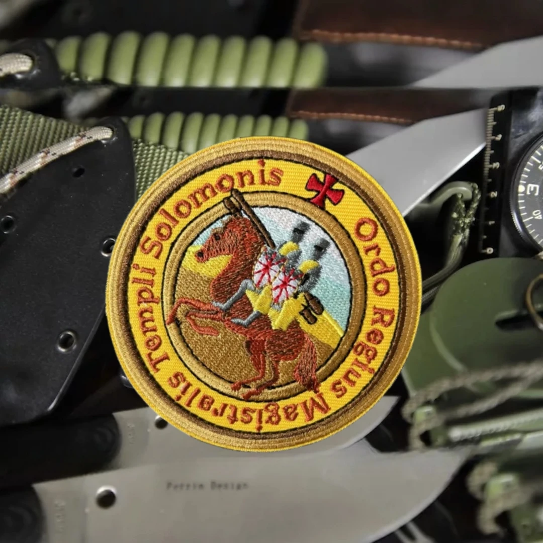 Parche de los cruzados templarios de los caballeros, insignia de moral táctica, parches bordados de gancho y bucle para ropa, pegatina de equipo militar