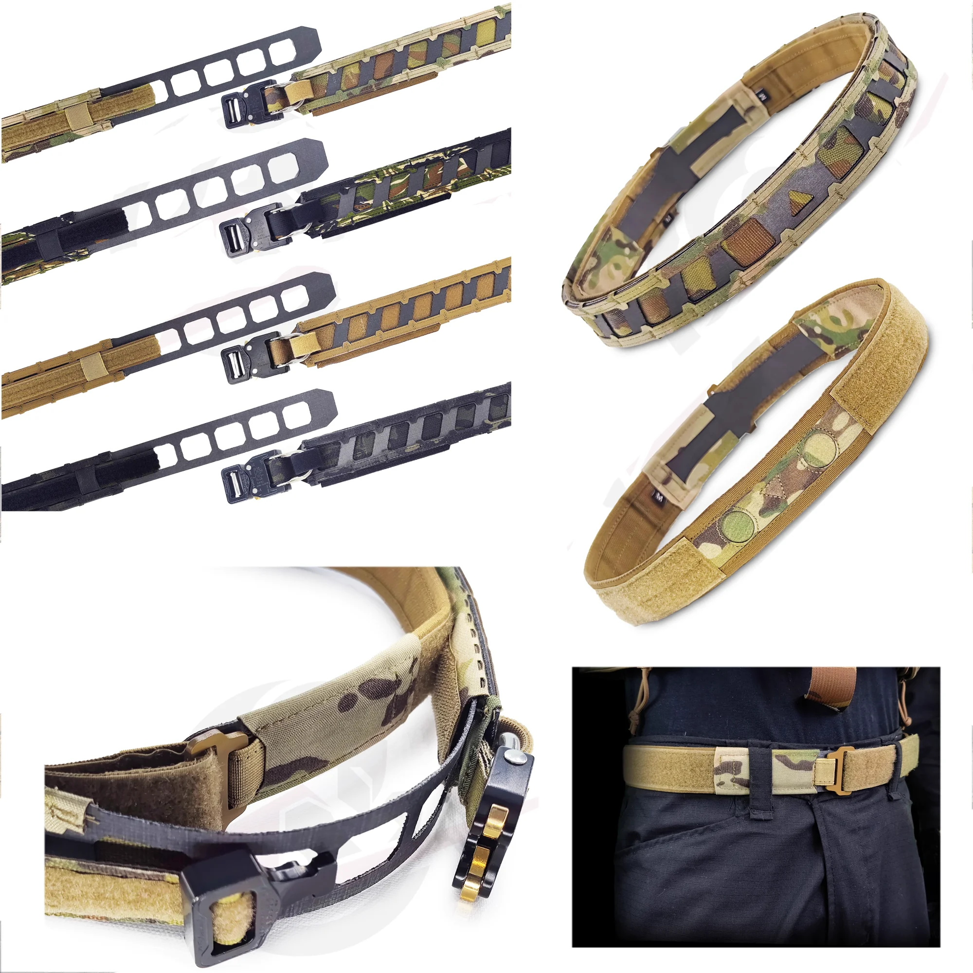 Cinturón de 5cm de ancho, cinturón táctico de caza para exteriores de doble capa, cinturón magnético de batalla interior y exterior