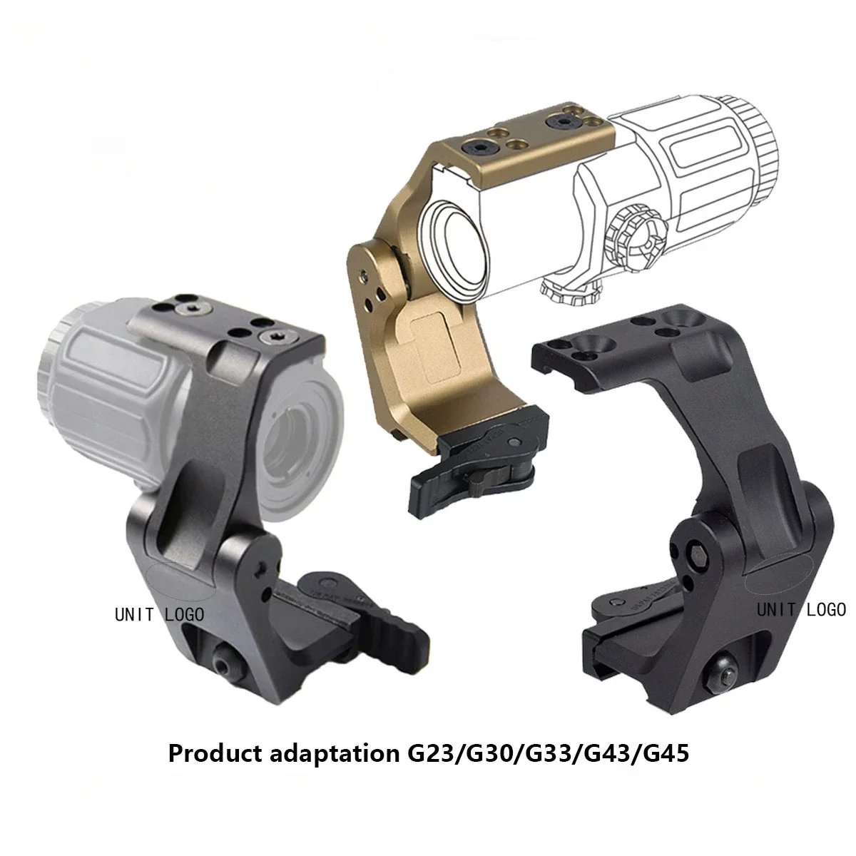Mira táctica G33 G43 G45, lupa fija 3X 5X con unidad lateral, montaje QD para mira telescópica de caza Airsoft - imagen 5