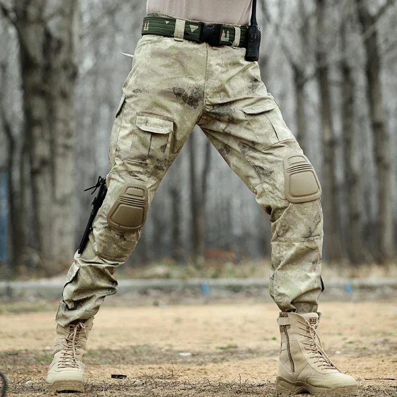 Pantalones de caza para hombre con rodilleras, pantalones de carga tácticos Airsoft, pantalones de senderismo, ropa de Paintball - imagen 4
