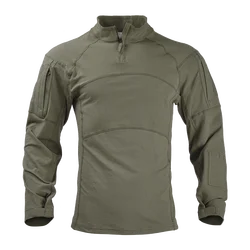 Camisas de combate para hombres al aire libre, camiseta táctica de manga larga de algodón de camuflaje, camisetas para montañismo y senderismo, ropa de caza y Paintball