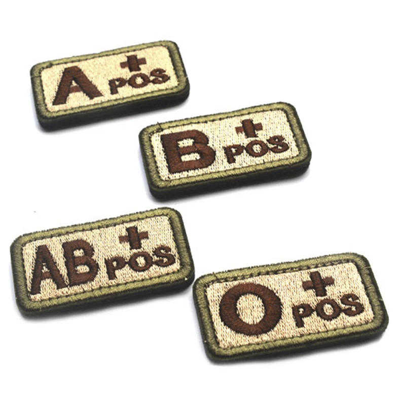 Parche bordado de tipos de sangre, insignias de tiras de grupo verde militar, bucle de gancho A AB OB + POS, pegatinas de tela, pegatina bordada 3D - imagen 5