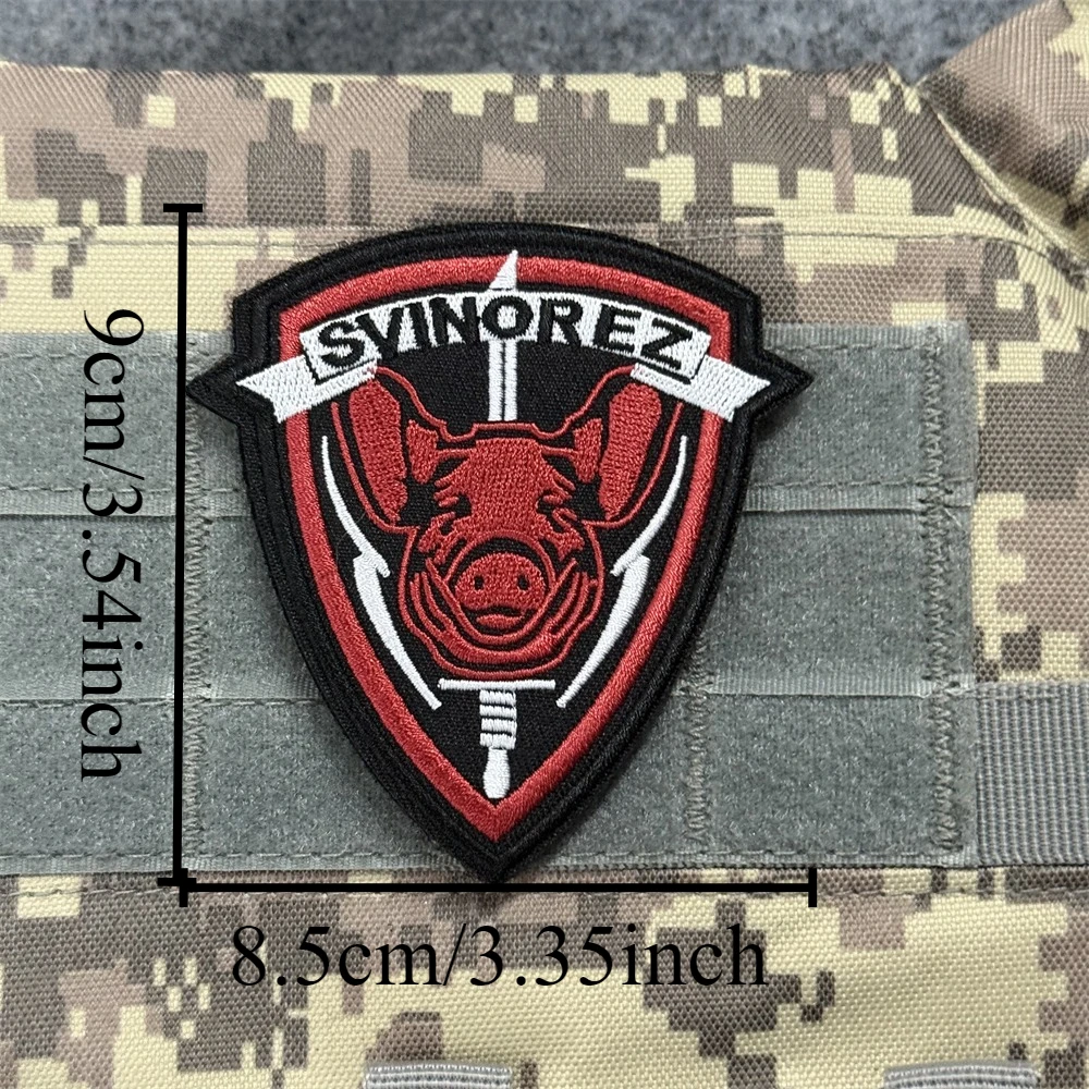 Parche de cerdo y espada, insignia de moral táctica, parches de gancho y bucle bordados, brazalete militar táctico, pegatina para mochila - imagen 3